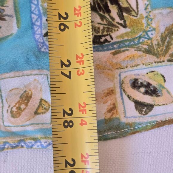 Rose and Olive Womens Tropical Print Short Sleeve Button Front Blouse Size 2X - Picture 9 of 12